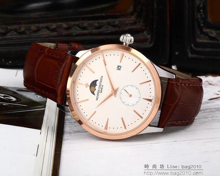 江詩丹頓 Vacheron Constantin 高級定制 全自動機械機芯 真牛皮錶帶 男士腕表  wssb4352